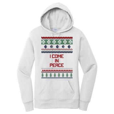 I Come In Peace Im Peace Funny Couple Christmas Ugly Sweater Women's Pullover Hoodie