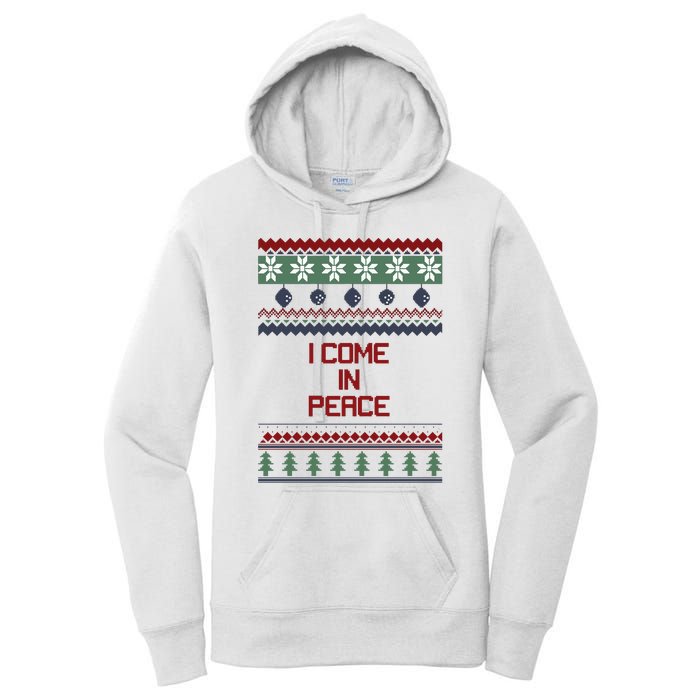 I Come In Peace Im Peace Funny Couple Christmas Ugly Sweater Women's Pullover Hoodie