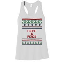 I Come In Peace Im Peace Funny Couple Christmas Ugly Sweater Women's Racerback Tank