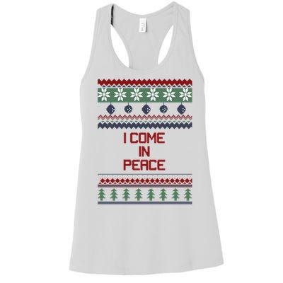 I Come In Peace Im Peace Funny Couple Christmas Ugly Sweater Women's Racerback Tank