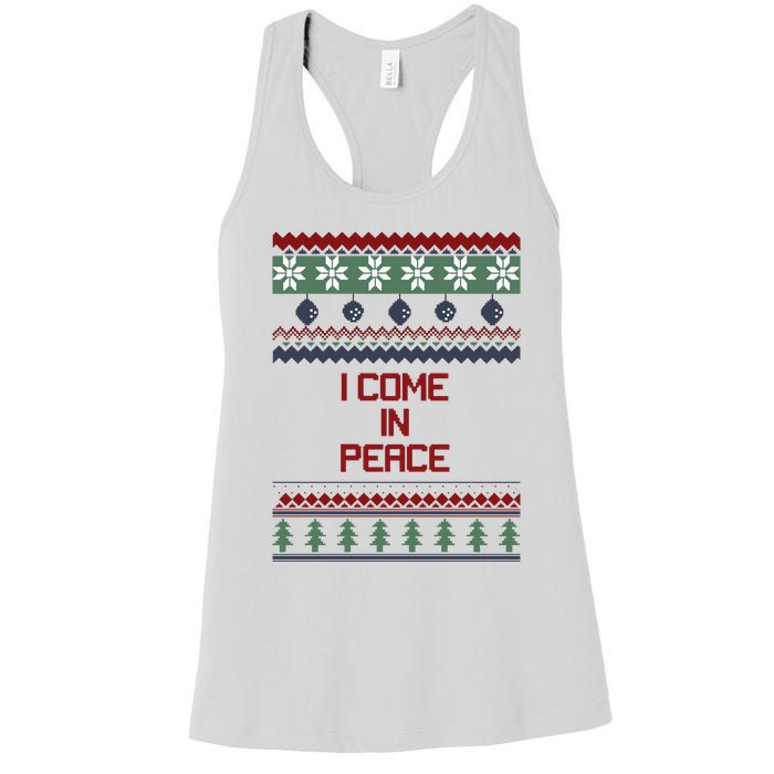 I Come In Peace Im Peace Funny Couple Christmas Ugly Sweater Women's Racerback Tank