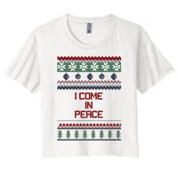 I Come In Peace Im Peace Funny Couple Christmas Ugly Sweater Women's Crop Top Tee