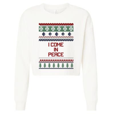 I Come In Peace Im Peace Funny Couple Christmas Ugly Sweater Cropped Pullover Crew