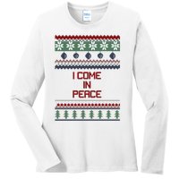 I Come In Peace Im Peace Funny Couple Christmas Ugly Sweater Ladies Long Sleeve Shirt