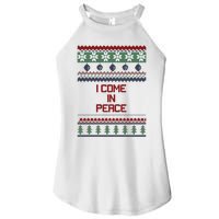 I Come In Peace Im Peace Funny Couple Christmas Ugly Sweater Women's Perfect Tri Rocker Tank