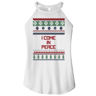 I Come In Peace Im Peace Funny Couple Christmas Ugly Sweater Women's Perfect Tri Rocker Tank