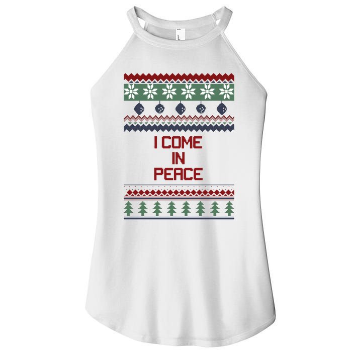 I Come In Peace Im Peace Funny Couple Christmas Ugly Sweater Women's Perfect Tri Rocker Tank