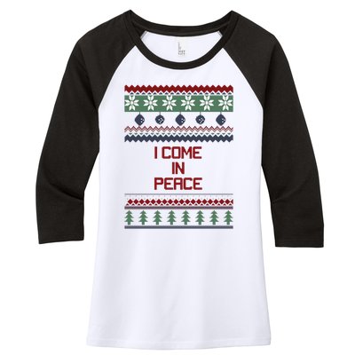 I Come In Peace Im Peace Funny Couple Christmas Ugly Sweater Women's Tri-Blend 3/4-Sleeve Raglan Shirt