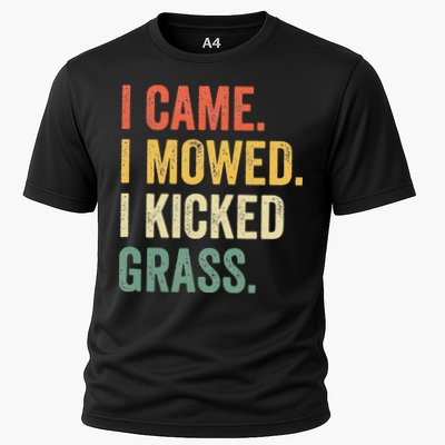 I Came I Mowed I Kicked Grass Funny Lawn Mowing Gardener Performance Shirt