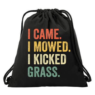 I Came I Mowed I Kicked Grass Funny Lawn Mowing Gardener Drawstring Bag