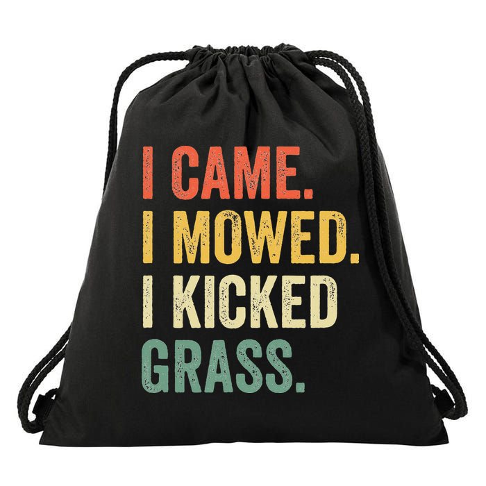 I Came I Mowed I Kicked Grass Funny Lawn Mowing Gardener Drawstring Bag