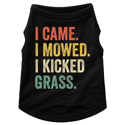 I Came I Mowed I Kicked Grass Funny Lawn Mowing Gardener Doggie Tank