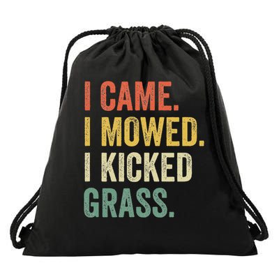 I Came I Mowed I Kicked Grass Funny Lawn Mowing Gardener Drawstring Bag