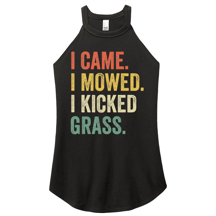 I Came I Mowed I Kicked Grass Funny Lawn Mowing Gardener Women's Perfect Tri Rocker Tank