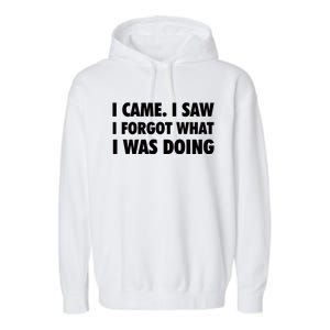 I Came I Saw I Forgot What I Was Doing Sarcastic Garment-Dyed Fleece Hoodie