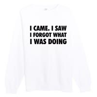 I Came I Saw I Forgot What I Was Doing Sarcastic Premium Crewneck Sweatshirt