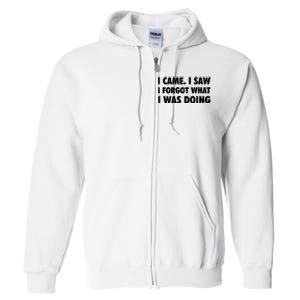 I Came I Saw I Forgot What I Was Doing Sarcastic Full Zip Hoodie