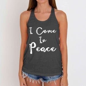 I Come In Peace IM Peace Women's Knotted Racerback Tank