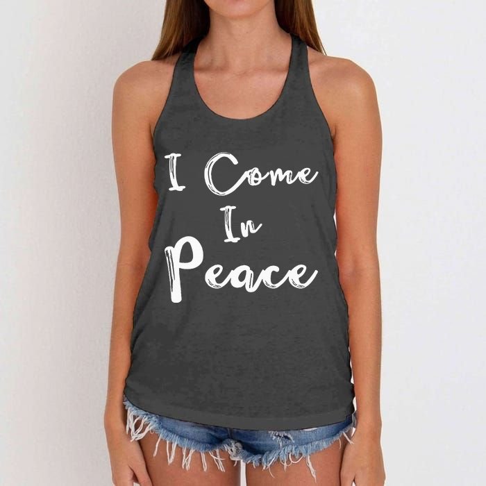 I Come In Peace IM Peace Women's Knotted Racerback Tank