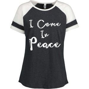 I Come In Peace IM Peace Enza Ladies Jersey Colorblock Tee