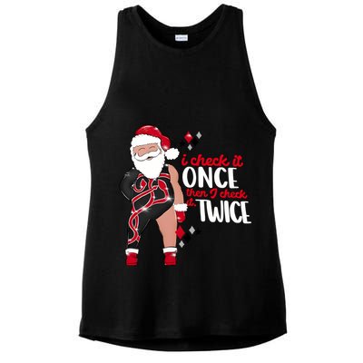 I Check It Once Then I Check It Twice Santa 1989 Christmas Sweatshirt Ladies PosiCharge Tri-Blend Wicking Tank