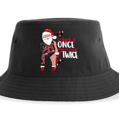 I Check It Once Then I Check It Twice Santa 1989 Christmas Sweatshirt Sustainable Bucket Hat
