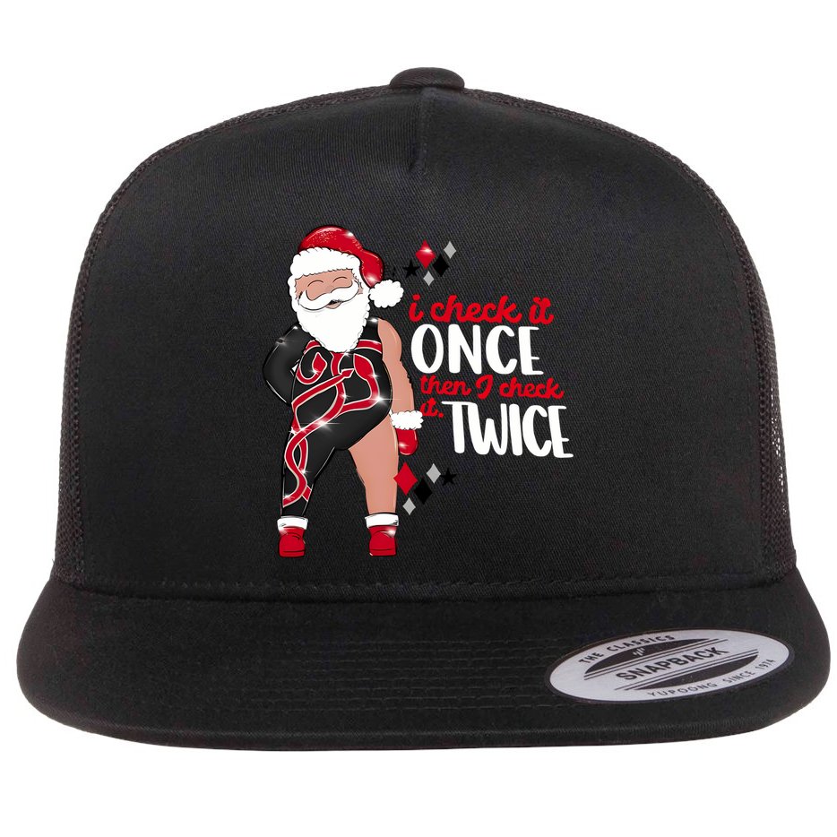 I Check It Once Then I Check It Twice Santa 1989 Christmas Sweatshirt Flat Bill Trucker Hat