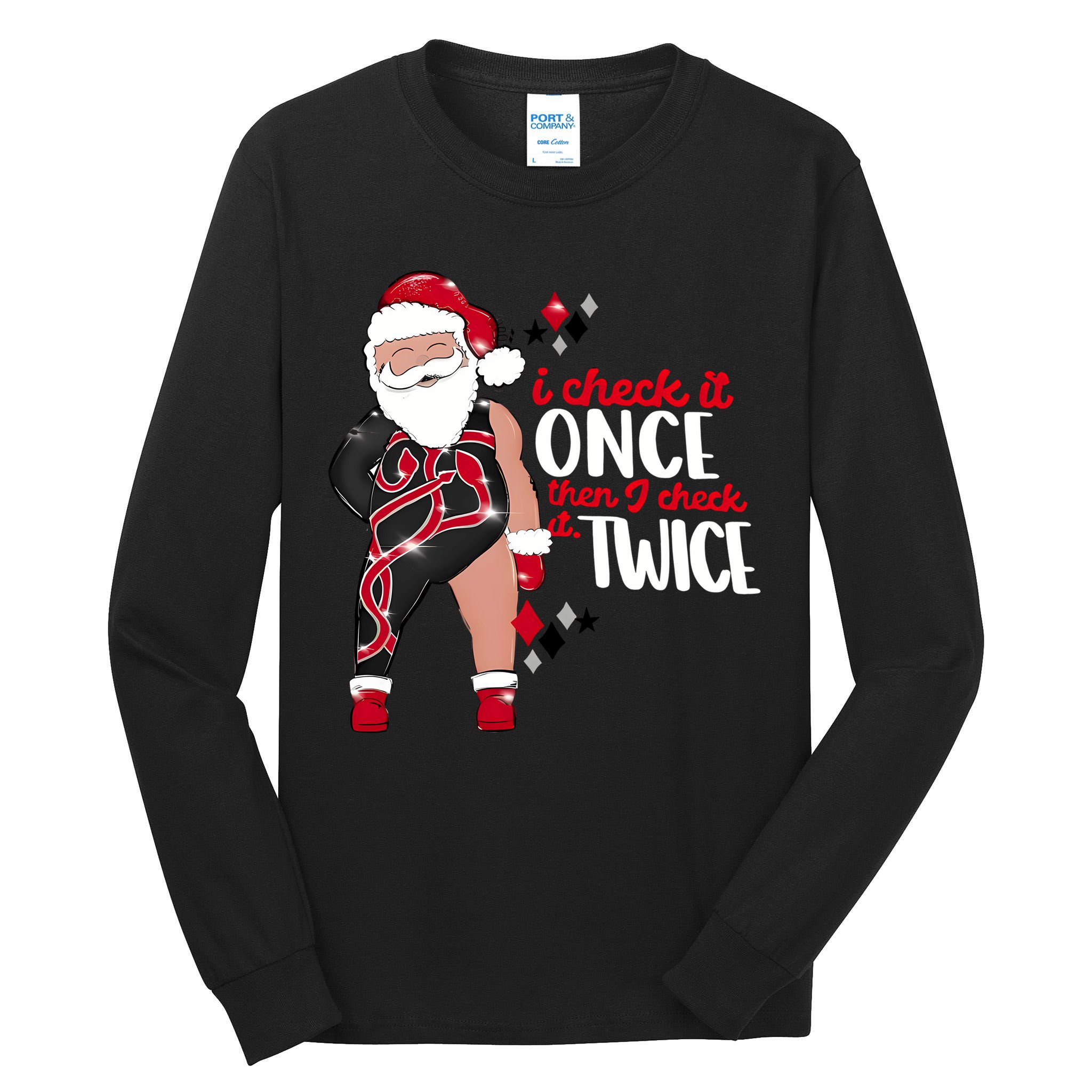 I Check It Once Then I Check It Twice Santa 1989 Christmas Sweatshirt Tall Long Sleeve T-Shirt