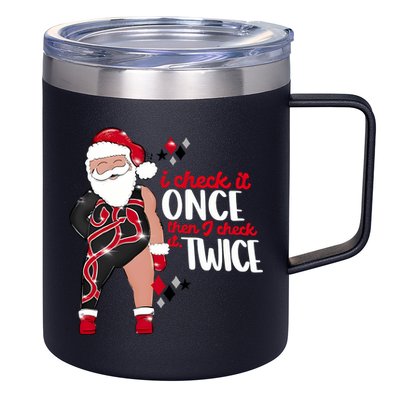 I Check It Once Then I Check It Twice Santa 1989 Christmas Sweatshirt 12oz Stainless Steel Coffee Mug