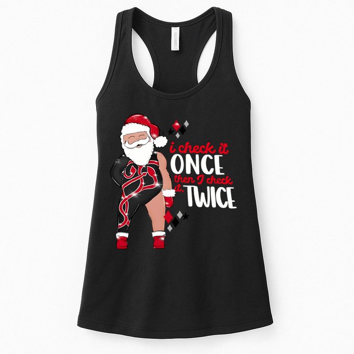 I Check It Once Then I Check It Twice Santa 1989 Christmas Sweatshirt Womens Tank Top