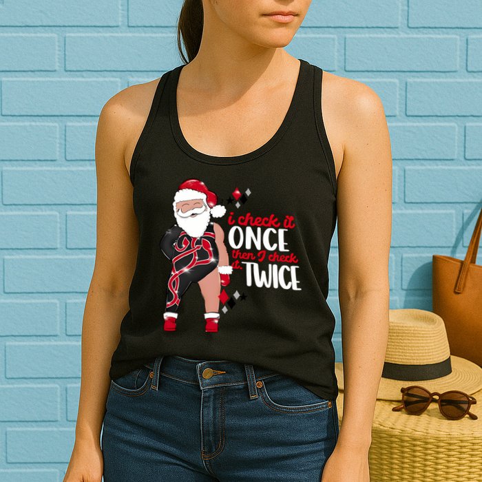 I Check It Once Then I Check It Twice Santa 1989 Christmas Sweatshirt Womens Tank Top