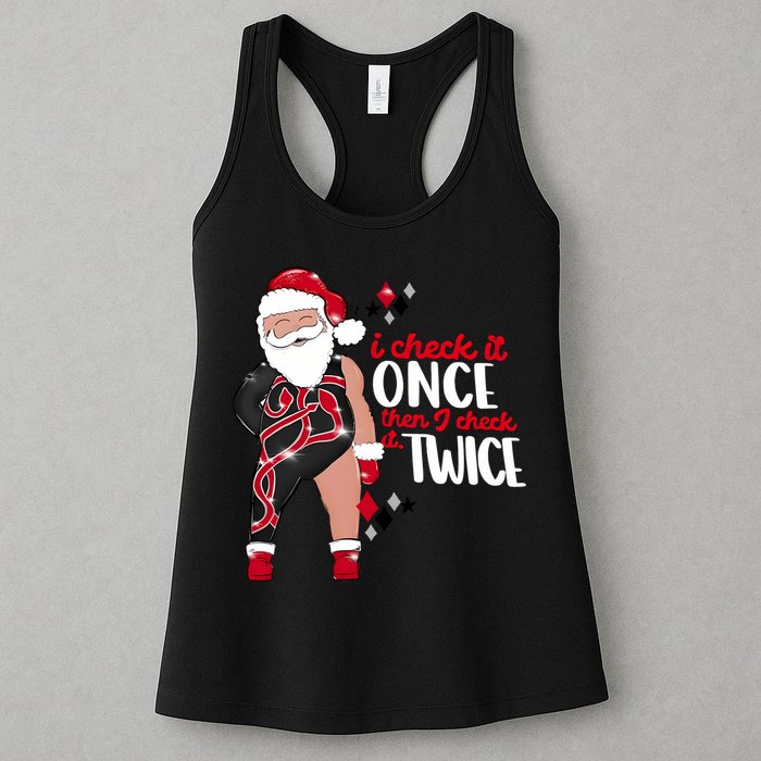 I Check It Once Then I Check It Twice Santa 1989 Christmas Sweatshirt Womens Tank Top