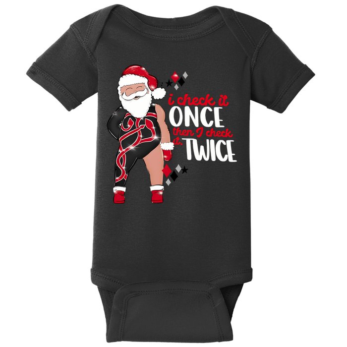 I Check It Once Then I Check It Twice Santa 1989 Christmas Sweatshirt Baby Bodysuit