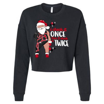 I Check It Once Then I Check It Twice Santa 1989 Christmas Sweatshirt Cropped Pullover Crew
