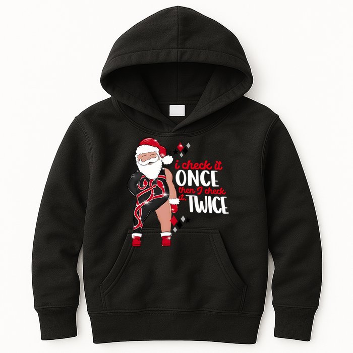 I Check It Once Then I Check It Twice Santa 1989 Christmas Sweatshirt Kids Hoodie
