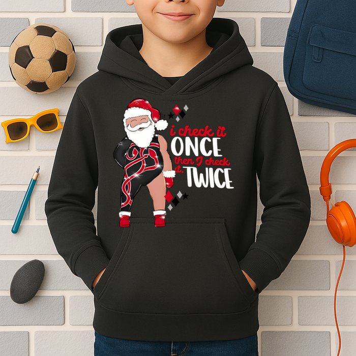 I Check It Once Then I Check It Twice Santa 1989 Christmas Sweatshirt Kids Hoodie