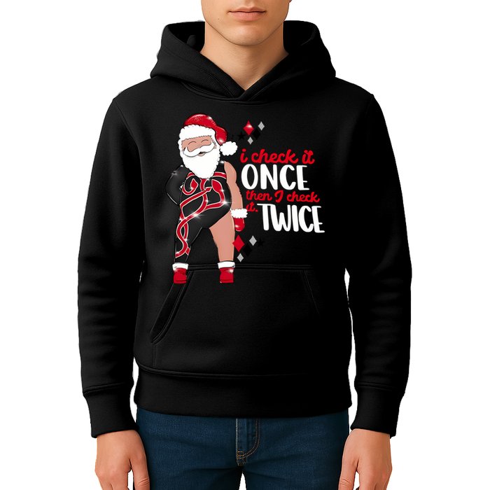 I Check It Once Then I Check It Twice Santa 1989 Christmas Sweatshirt Kids Hoodie