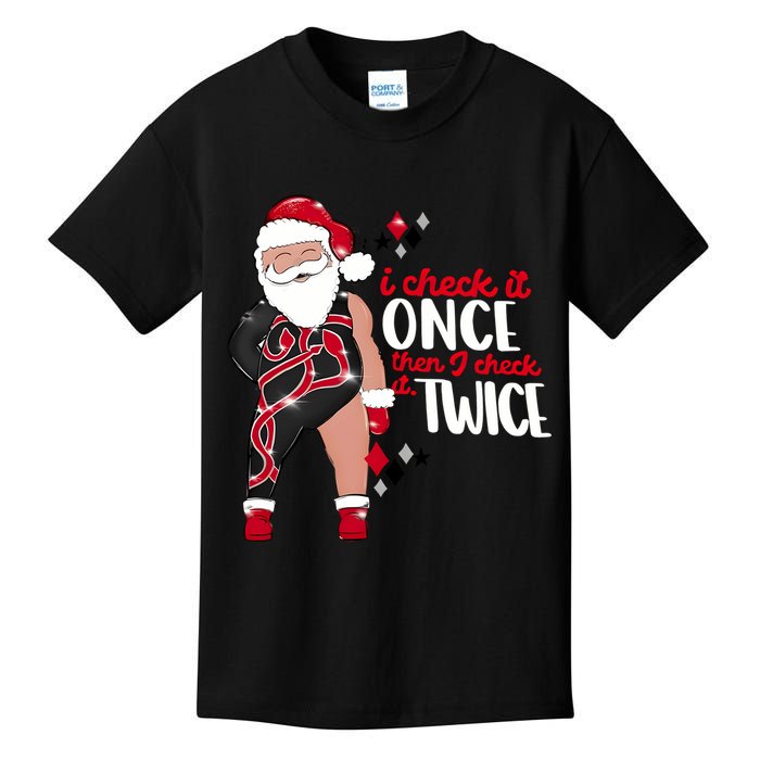 I Check It Once Then I Check It Twice Santa 1989 Christmas Sweatshirt Kids T-Shirt