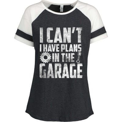 I Can't I Have Plans In The Garage Car Mechanic Gift Enza Ladies Jersey Colorblock Tee