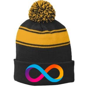 Internet Computer Icp Cryptocurrency Logo Stripe Pom Pom Beanie