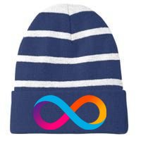 Internet Computer Icp Cryptocurrency Logo Striped Beanie with Solid Band