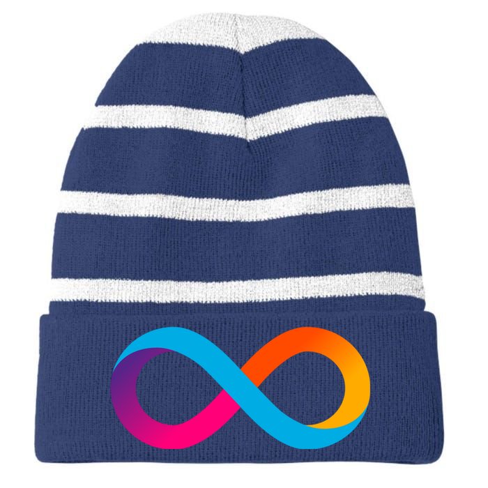 Internet Computer Icp Cryptocurrency Logo Striped Beanie with Solid Band