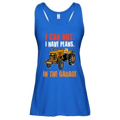 I Cant I Have Plans In The Garage Gift Funny Tractor Cool Gift Ladies Essential Flowy Tank