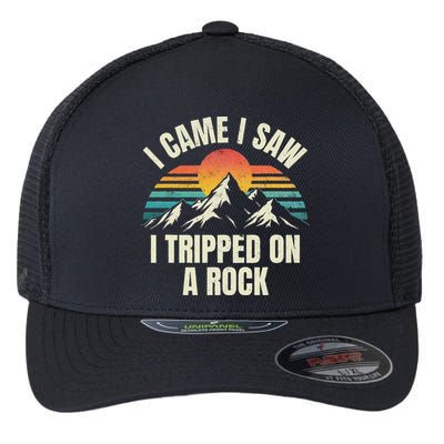 I Came I Saw I Tripped On A Rock Camping Hiking Adventure Flexfit Unipanel Trucker Cap