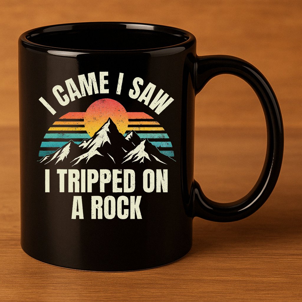I Came I Saw I Tripped On A Rock Camping Hiking Adventure 11oz C Handle Ceramic Mug