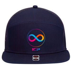 Internet Computer Icp Cryptocurrency Logo Emblem 7 Panel Mesh Trucker Snapback Hat