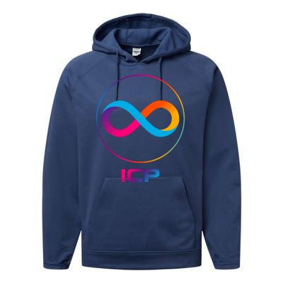 Internet Computer Icp Cryptocurrency Logo Emblem Performance Fleece Hoodie