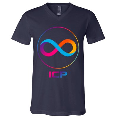 Internet Computer Icp Cryptocurrency Logo Emblem V-Neck T-Shirt