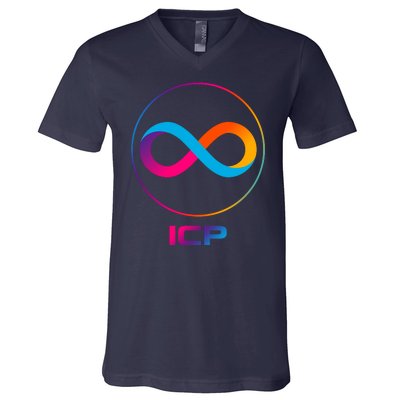 Internet Computer Icp Cryptocurrency Logo Emblem V-Neck T-Shirt