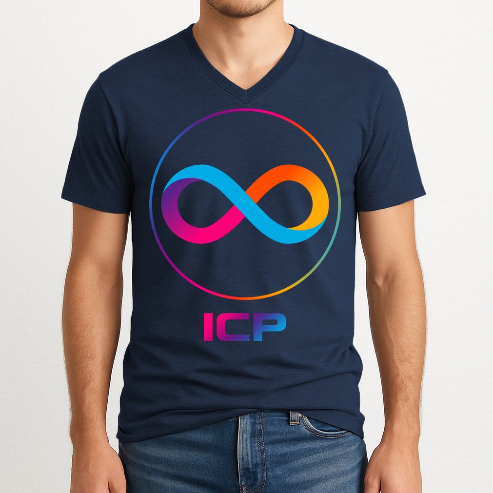 Internet Computer Icp Cryptocurrency Logo Emblem V-Neck T-Shirt